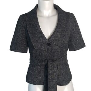 THE LIMITED BLACK WOVEN SHORT SLEEVE JACKET‎